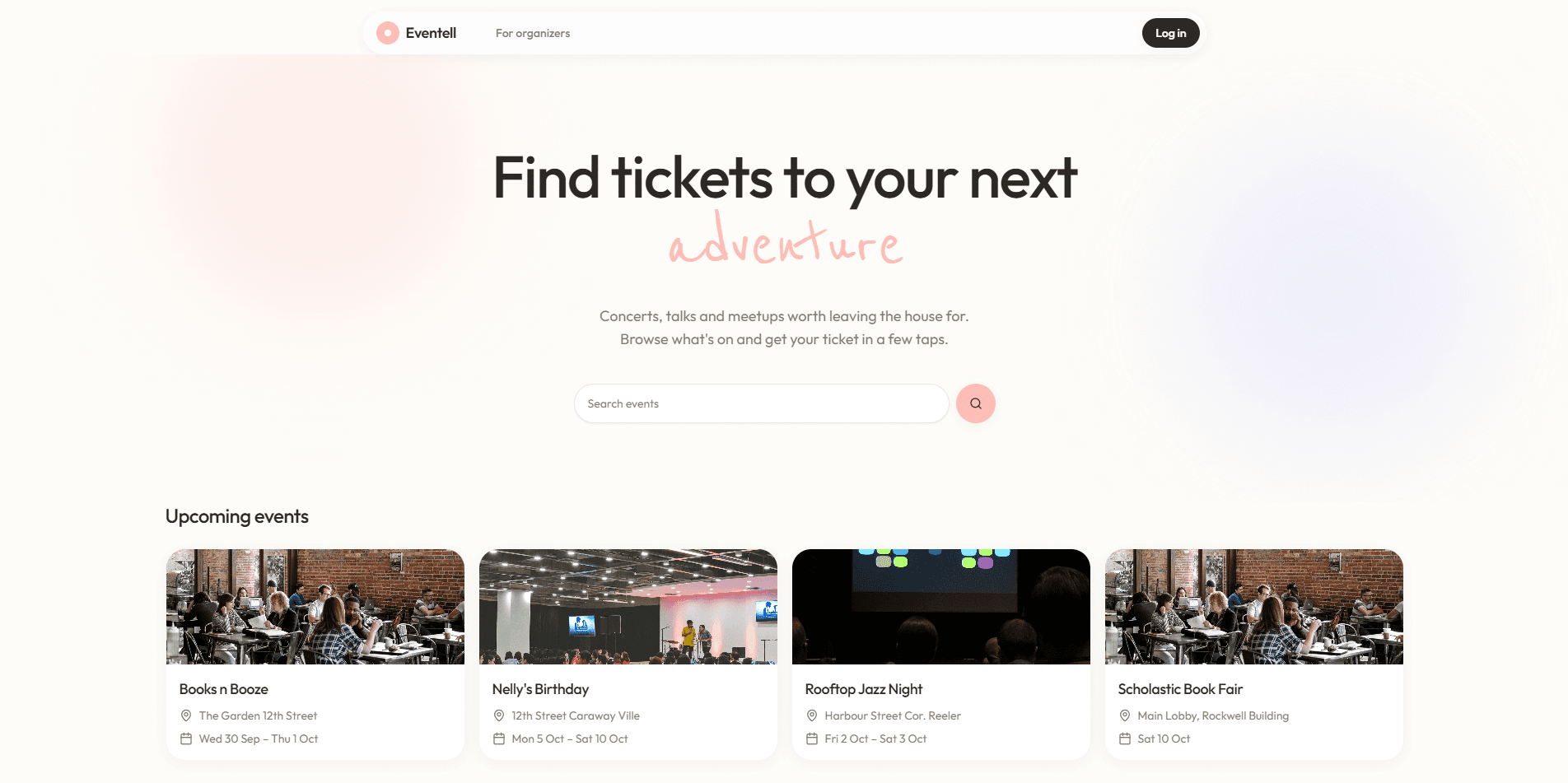 Eventell: Landing
