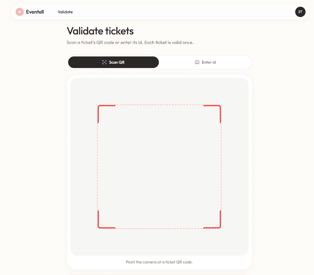Eventell: QR Code Validator